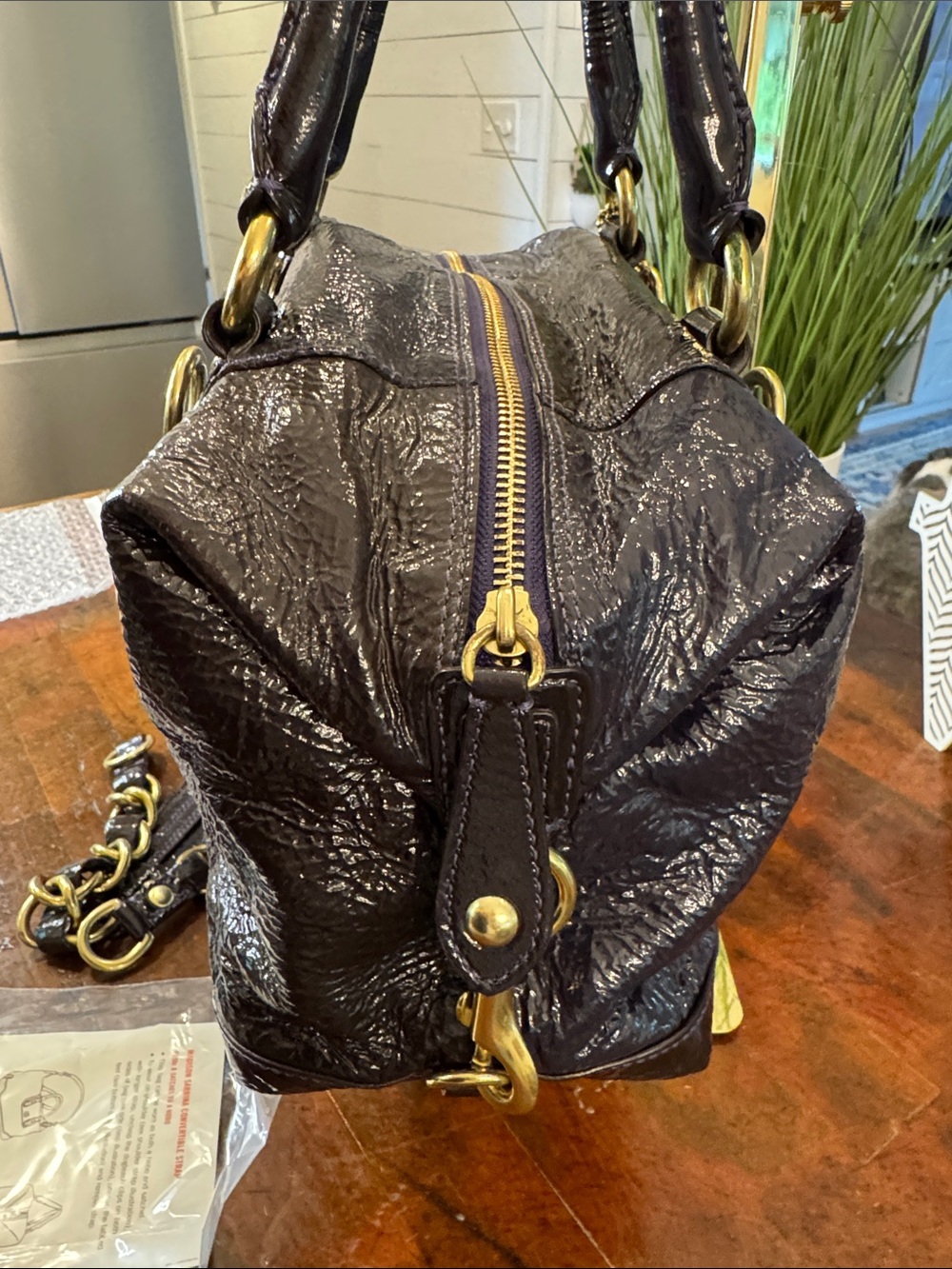 Coach Sabrina Patent Leather Satchel in Deep Purple with Gold Hardware - Picture 8 of 15